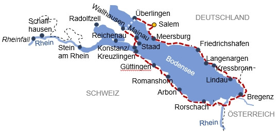 Karte zur Radreise Bodensee Kompakt & Günstig